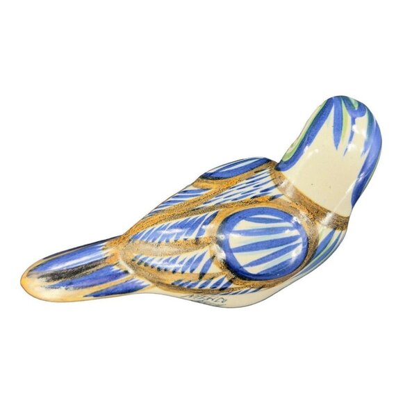 Hand Made Mexican Pottery Large Bird Figurine Artist Signed Folk Art Tonala VTG - Picture 3 of 15